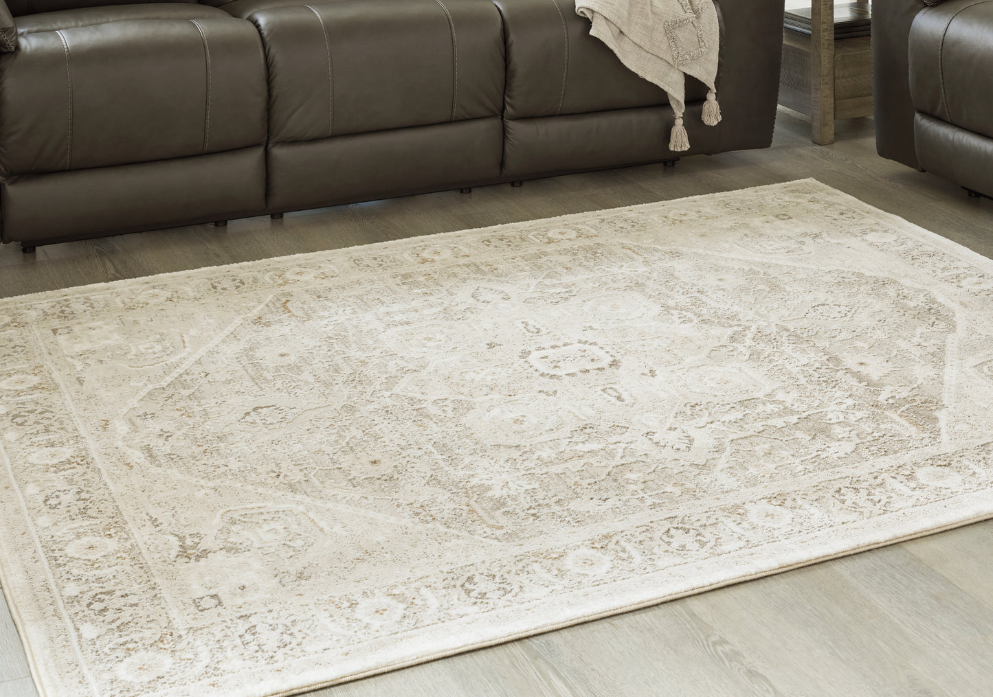 Auburndale Furniture Outlet - Ashley Furniture - Gatwell Rug - 8' x 10' Rug / Ivory/Gray/Tan - R406511