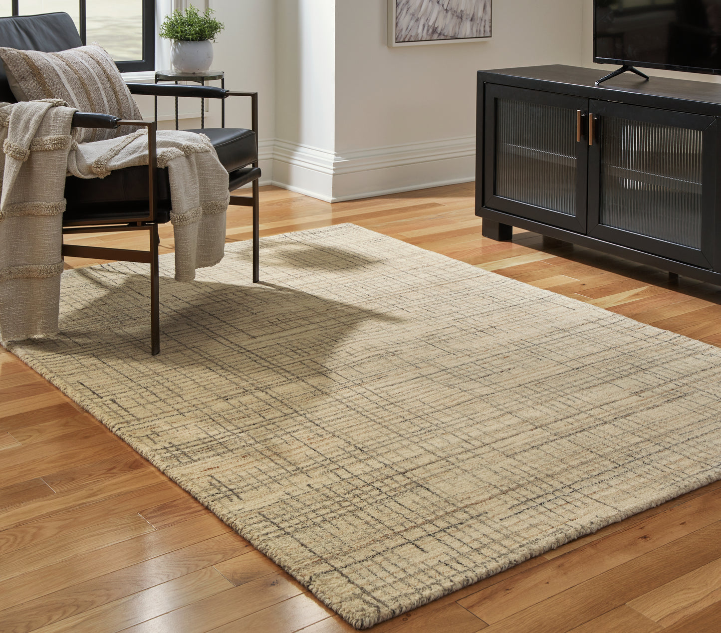 Auburndale Furniture Outlet - Ashley Furniture - Janston Rug - 5' x 7' Rug / Ivory/Gray/Tan - R406862