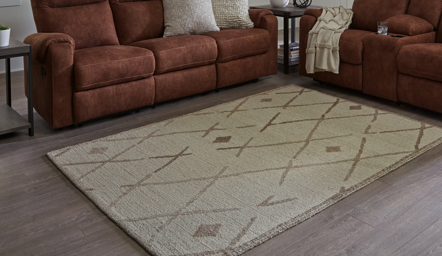 Auburndale Furniture Outlet - Ashley Furniture - Guyford Rug - 5' x 7' Rug / Beige/Brown - R406872