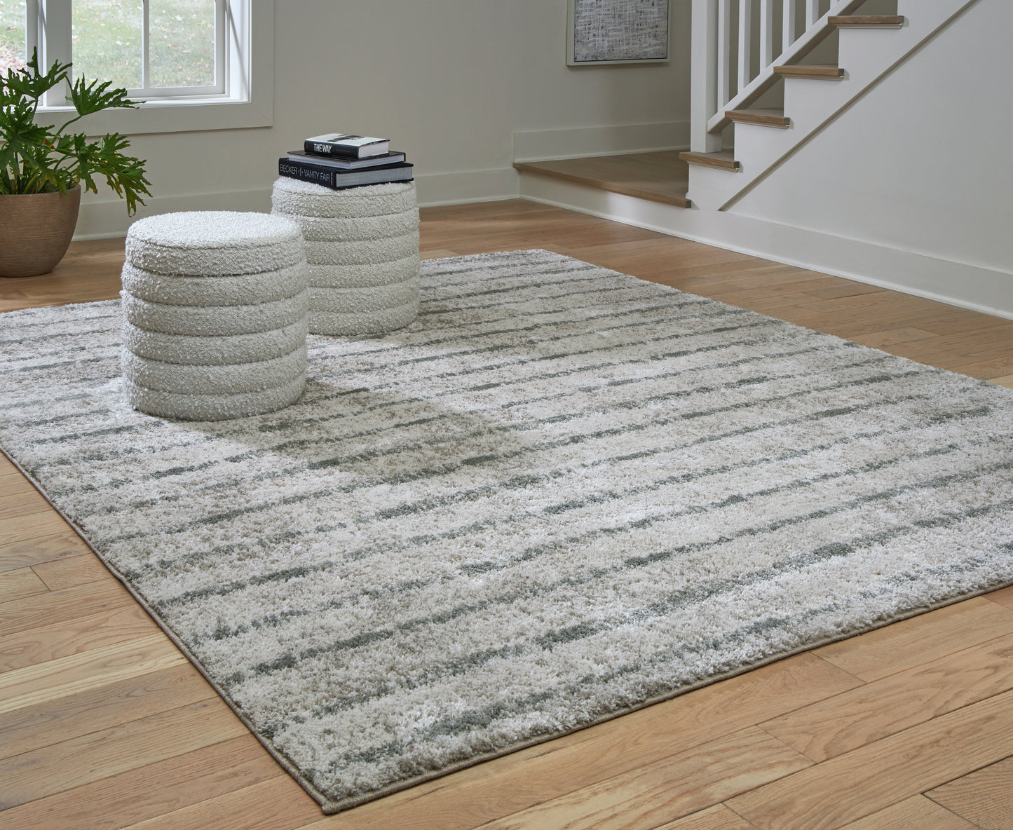 Auburndale Furniture Outlet - Ashley Furniture - Laddway Rug - 8' x 10' Rug / Cream/Green - R406881