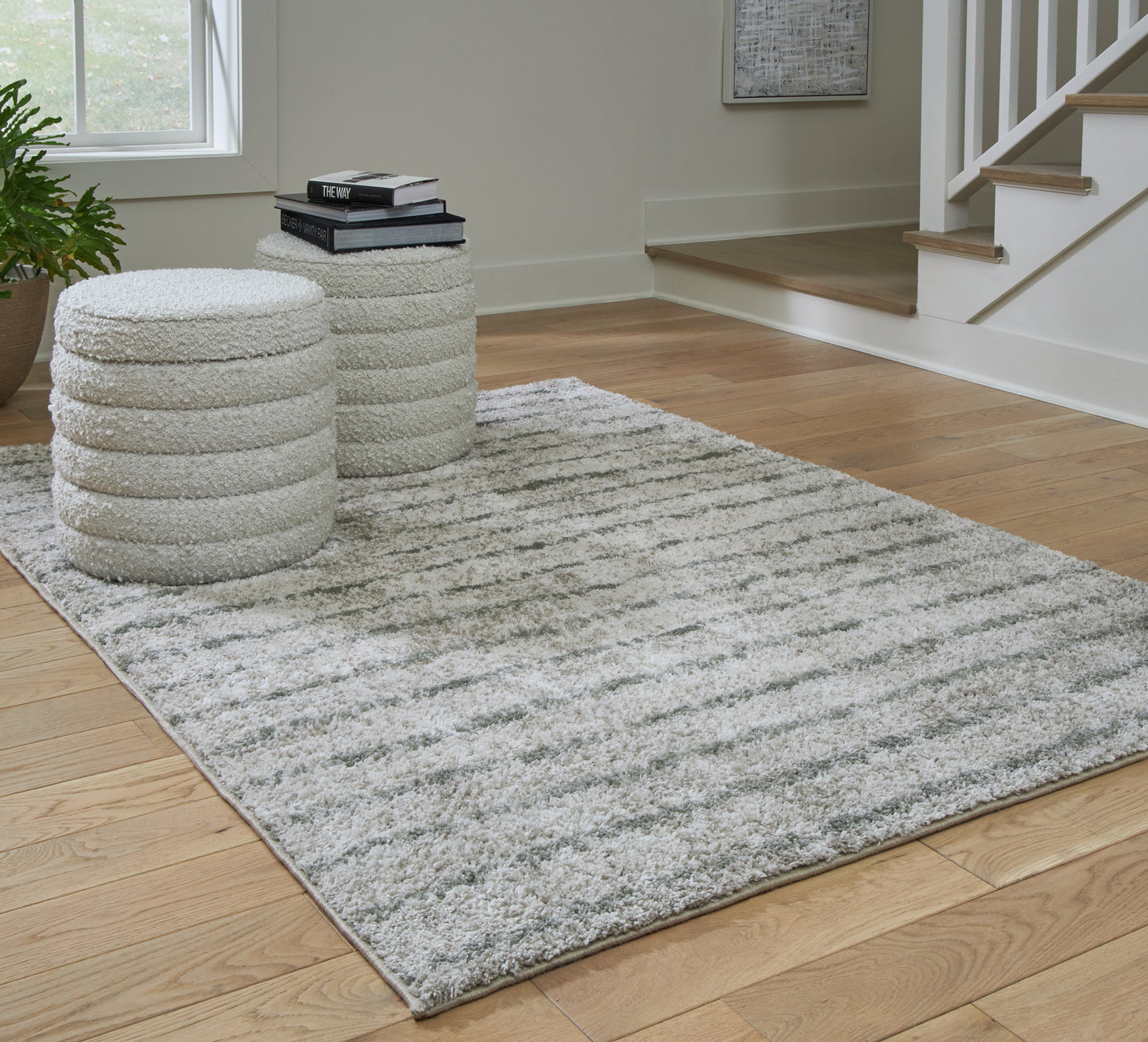 Auburndale Furniture Outlet - Ashley Furniture - Laddway Rug - 8' x 10' Rug / Cream/Green - R406881