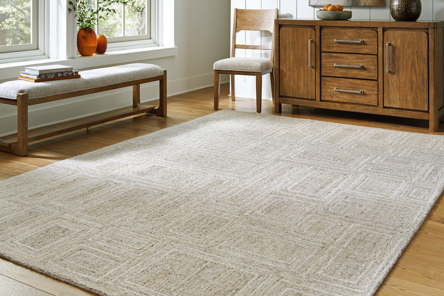 Auburndale Furniture Outlet - Ashley Furniture - Brickburgh Rug - 8' x 10' Rug / Gray/Ivory/Honey - R406901