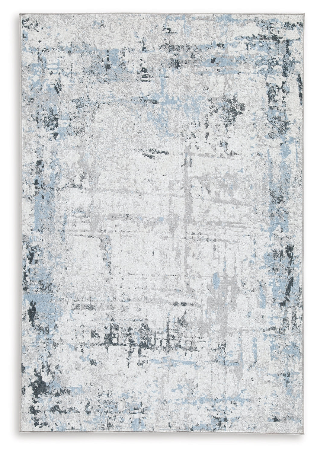 Auburndale Furniture Outlet - Ashley Furniture - Emertonly Rug - 8' x 10' Washable Rug / Blue/White/Gray - R406981
