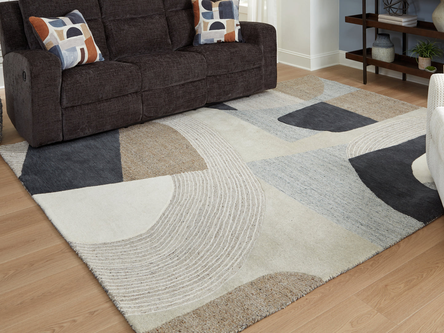 Auburndale Furniture Outlet - Ashley Furniture - Edrickhill Rug - 8' x 10' Rug / Grayish Teal/Taupe/Cream - R407121