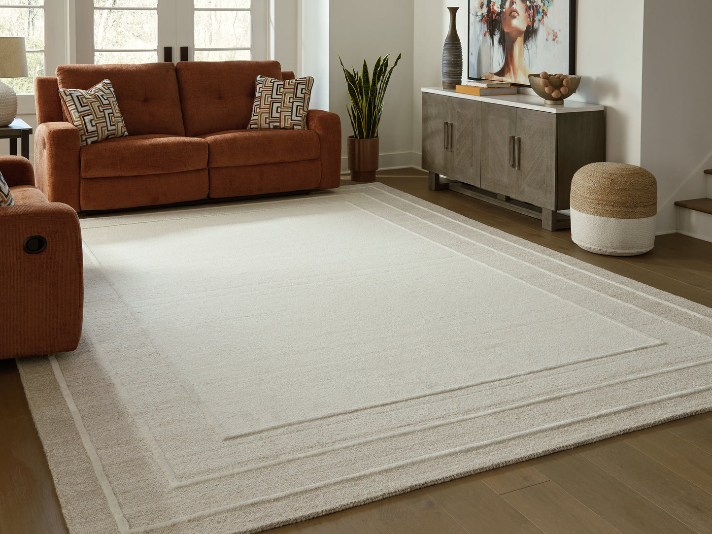 Auburndale Furniture Outlet - Ashley Furniture - Teelgan Rug - Extra Large Rug / Ivory/Tan - R407310