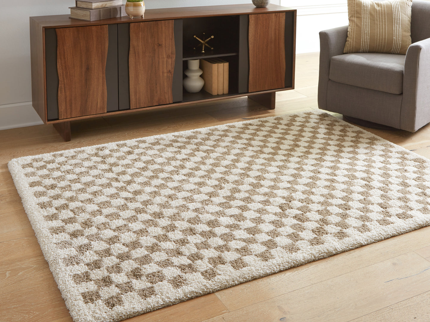 Auburndale Furniture Outlet - Ashley Furniture - Karamen Rug - Medium Rug / Taupe/Ivory - R407342