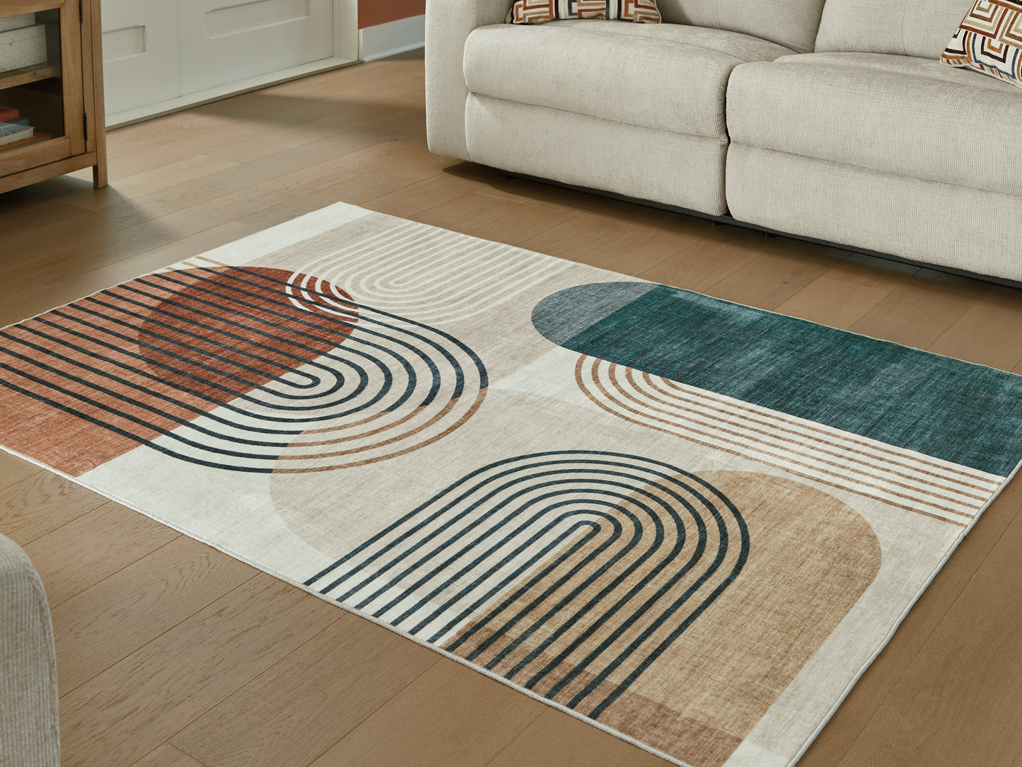 Auburndale Furniture Outlet - Ashley Furniture - Farrendale Rug - Washable 5' x 7' Area Rug / Multi - R407382
