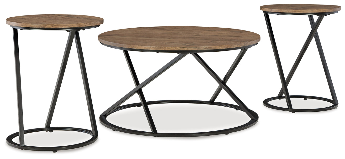 Auburndale Furniture Outlet - Ashley Furniture - Cassbryn Table (Set of 3) - Occasional Table Set (3/CN) / Brown/Black - T152-13