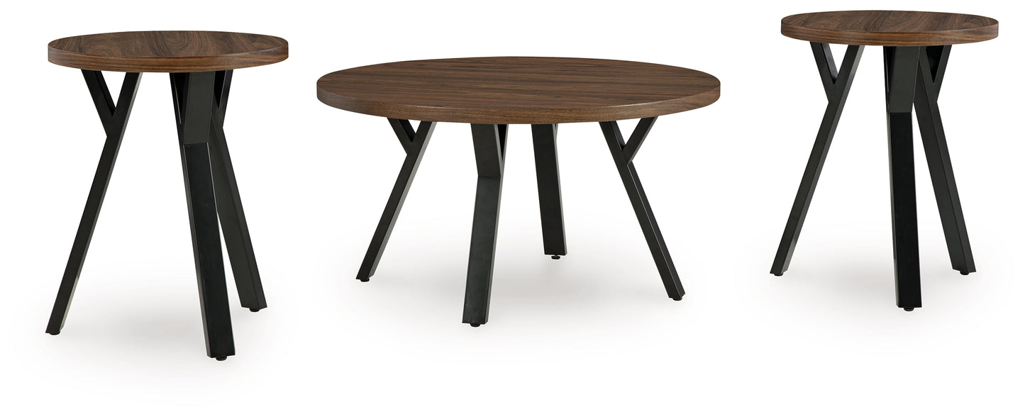Auburndale Furniture Outlet - Ashley Furniture - Elbrynn Table (Set of 3) - Occasional Table Set (3/CN) / Brown/Black - T153-13