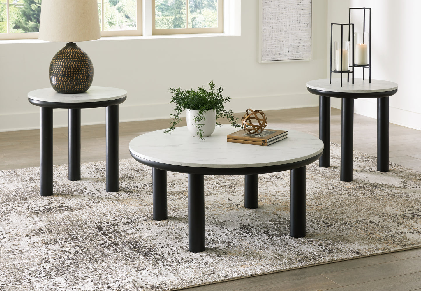 Auburndale Furniture Outlet - Ashley Furniture - Xandrum Table (Set of 3) - Occasional Table Set (3/CN) / Black/White - T159-13