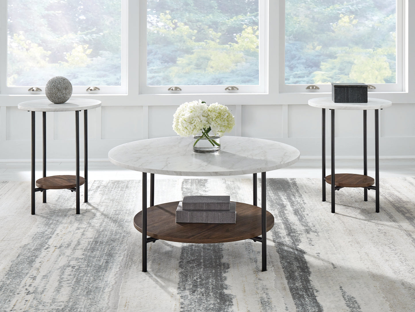 Auburndale Furniture Outlet - Ashley Furniture - Wrenwich Table (Set of 3) - Occasional Table Set (3/CN) / Brown/Black/White - T167-13