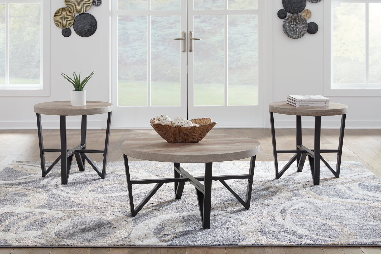 Auburndale Furniture Outlet - Ashley Furniture - Deanlee Table (Set of 3) - Occasional Table Set (3/CN) / Grayish Brown/Black - T235-13