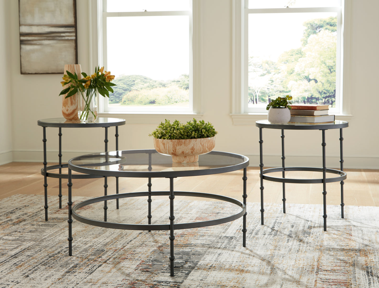 Auburndale Furniture Outlet - Ashley Furniture - Kellyco Table (Set of 3) - Occasional Table Set (3/CN) / Gunmetal - T246-13