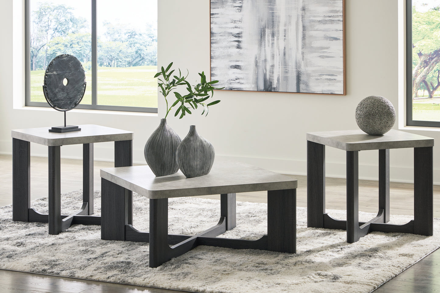 Auburndale Furniture Outlet - Ashley Furniture - Sharstorm Table (Set of 3) - Occasional Table Set (3/CN) / Two-tone Gray - T251-13