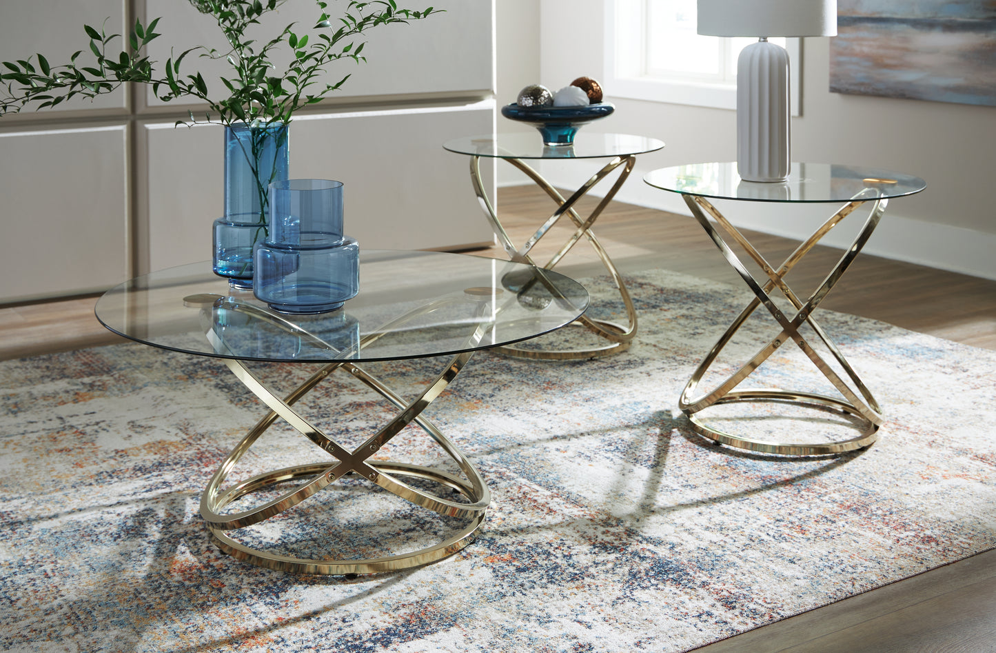 Auburndale Furniture Outlet - Ashley Furniture - Crimonti Table (Set of 3) - Occasional Table Set (3/CN) / Champagne - T273-13