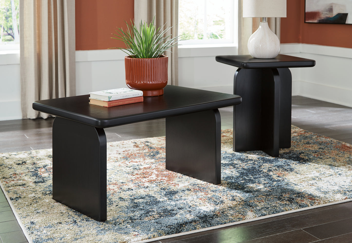 Auburndale Furniture Outlet - Ashley Furniture - Mitchalli Table (Set of 2) - Occasional Table Set (Set of 2) / Black - T313-12