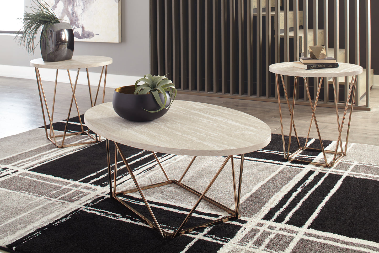 Auburndale Furniture Outlet - Ashley Furniture - Tarica Table (Set of 3) - Occasional Table Set (3/CN) / Two-tone - T385-13