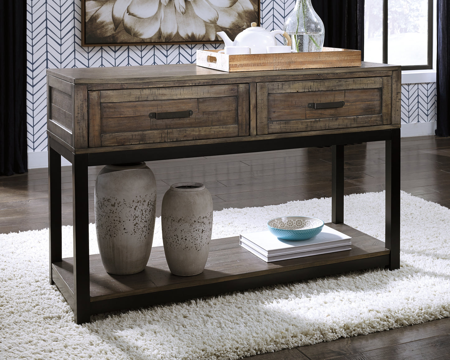 Auburndale Furniture Outlet - Ashley Furniture - Johurst Sofa/Console Table - Sofa Table / Grayish Brown - T444-4