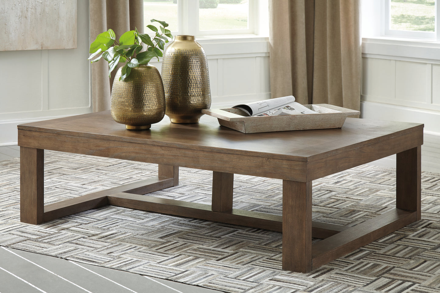 Auburndale Furniture Outlet - Ashley Furniture - Cariton Coffee Table - Rectangular Cocktail Table / Gray - T471-1