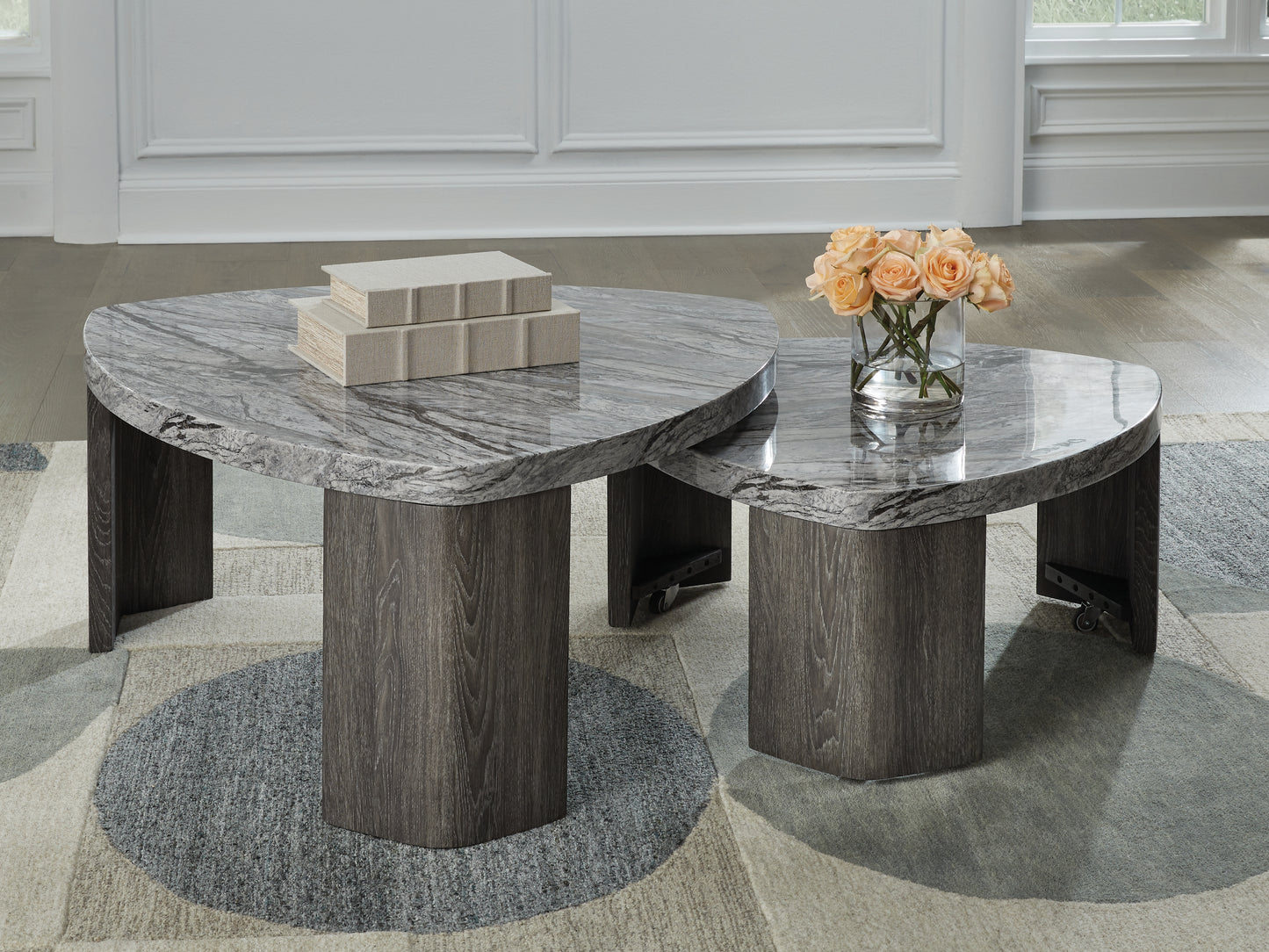 Auburndale Furniture Outlet - Ashley Furniture - Surmour Stacked Coffee Table - Stacked Cocktail Table / Gray/Brown - T600-0