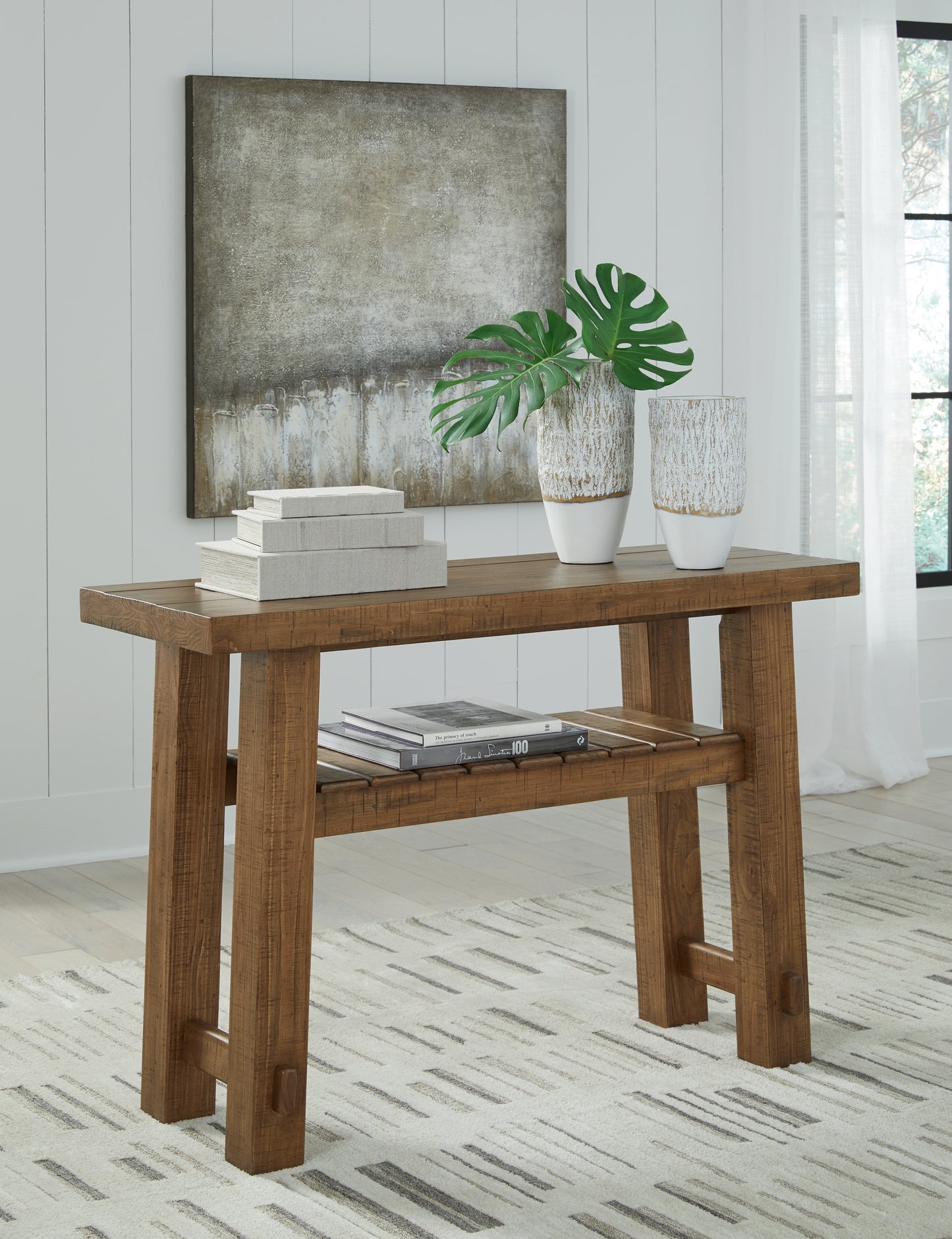 Auburndale Furniture Outlet - Ashley Furniture - Mackifeld Sofa Table - Sofa Table / Warm Brown - T724-4