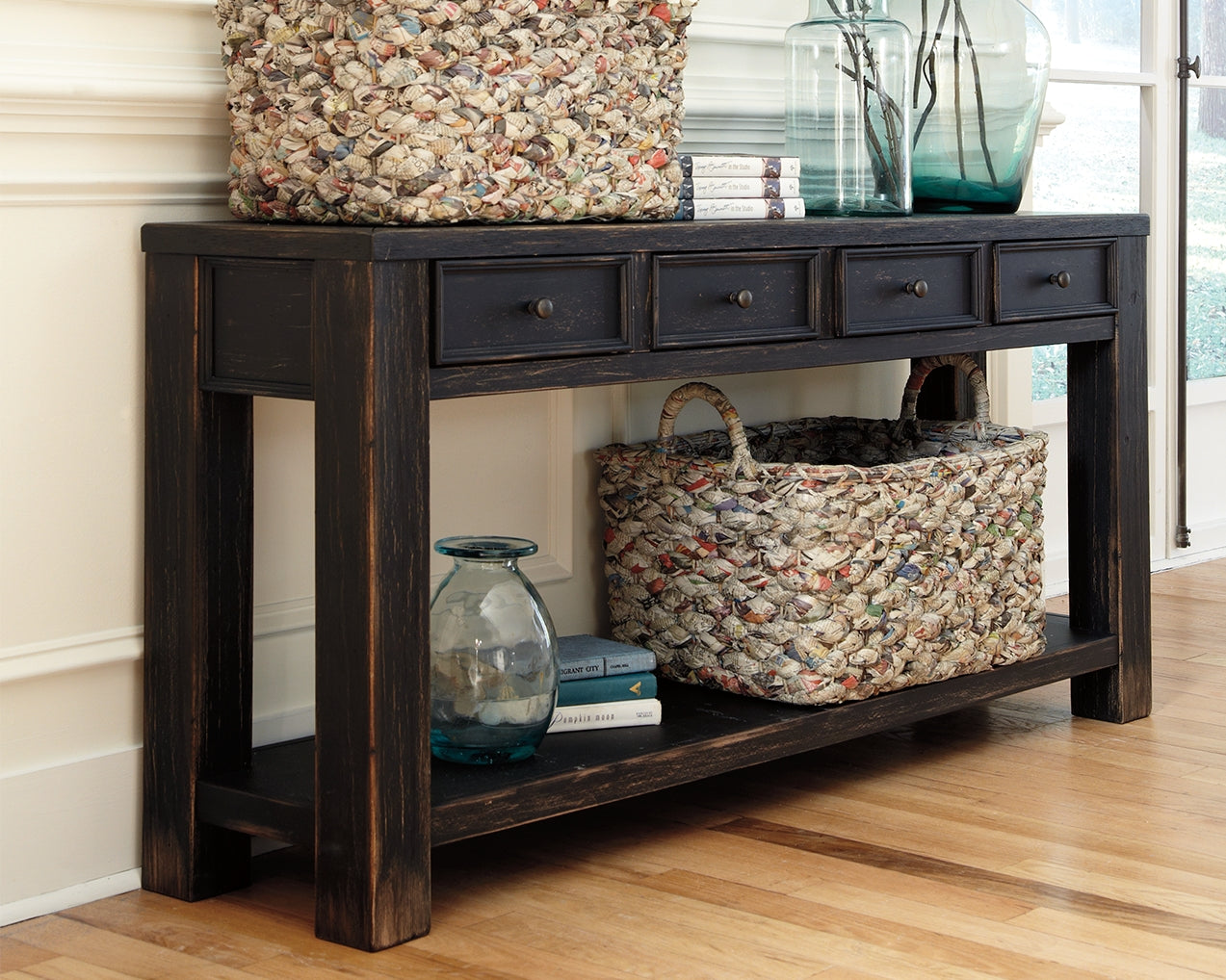 Auburndale Furniture Outlet - Ashley Furniture - Gavelston Sofa/Console Table - Sofa Table / Black - T732-4