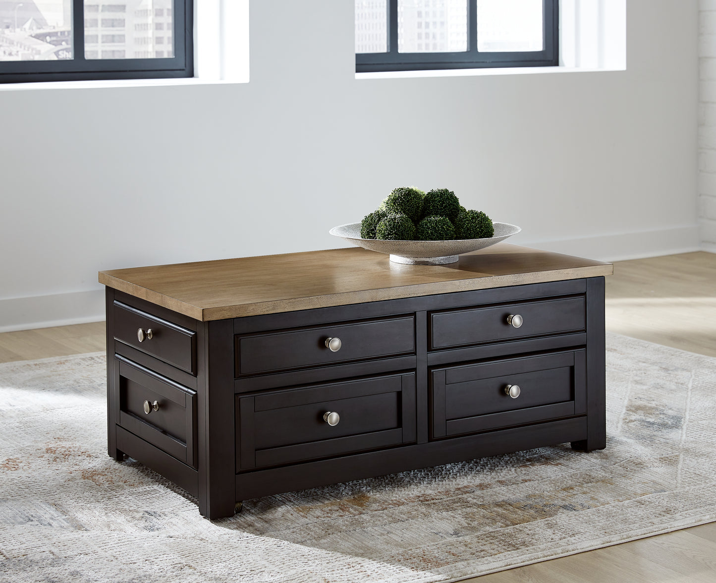 Auburndale Furniture Outlet - Ashley Furniture - Drazmine Lift-Top Coffee Table - Lift Top Cocktail Table / Brown - T734-20