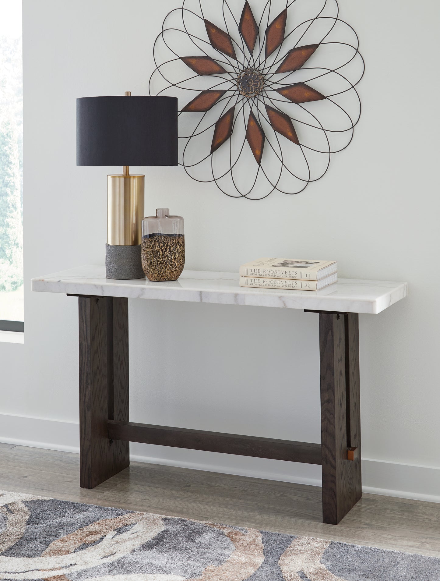 Auburndale Furniture Outlet - Ashley Furniture - Burkhaus Sofa Table - Sofa Table / White/Dark Brown - T779-4