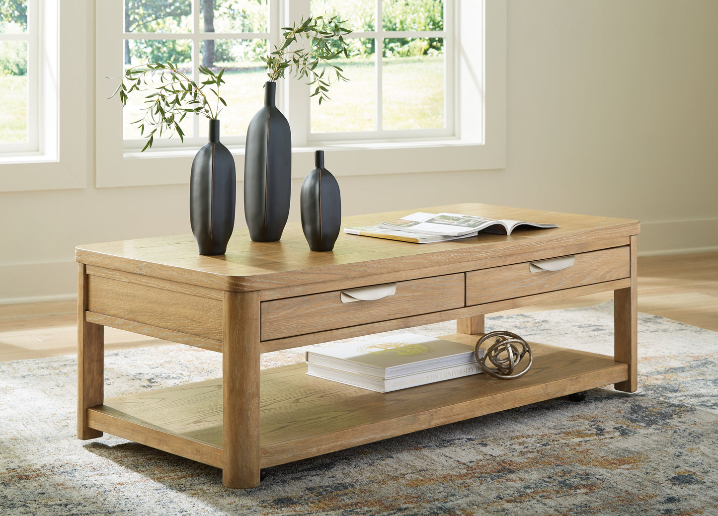 Auburndale Furniture Outlet - Ashley Furniture - Rencott Coffee Table - Rectangular Cocktail Table / Light Brown - T781-1