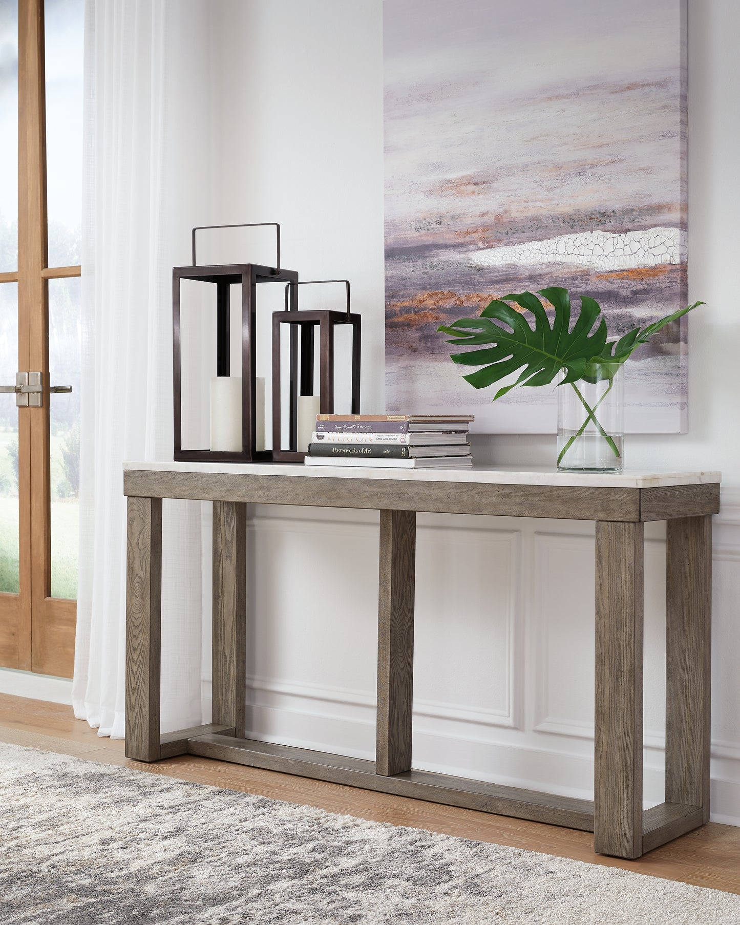 Auburndale Furniture Outlet - Ashley Furniture - Loyaska Sofa Table - Sofa Table / Brown/Ivory - T789-4