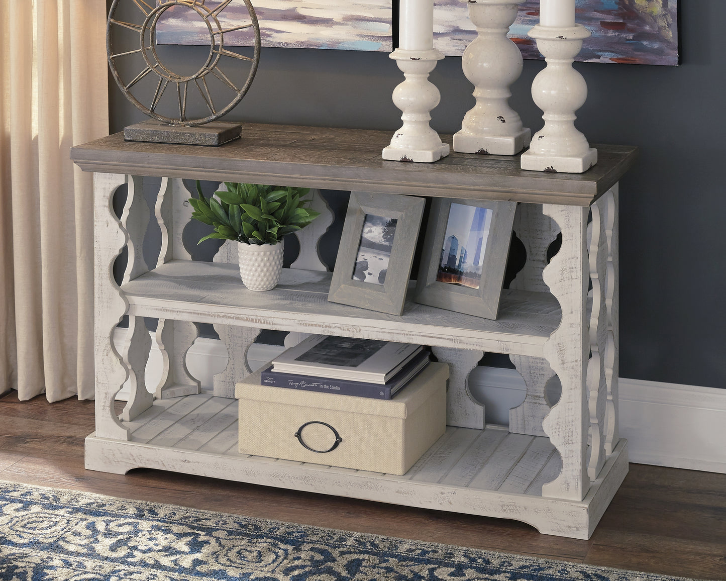 Auburndale Furniture Outlet - Ashley Furniture - Havalance Sofa/Console Table - Console Sofa Table / Gray/White - T814-5