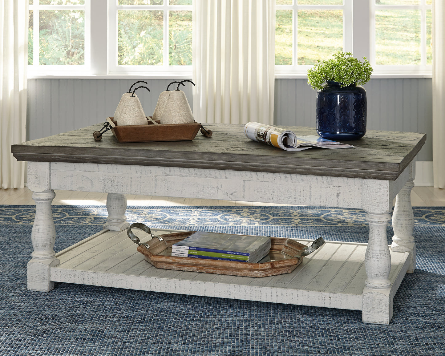 Auburndale Furniture Outlet - Ashley Furniture - Havalance Lift-Top Coffee Table - Lift Top Cocktail Table / White/Gray - T994-20