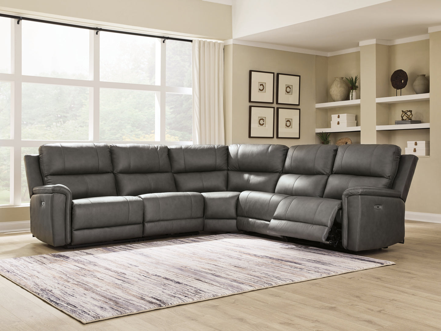 Auburndale Furniture Outlet - Ashley Furniture - Bleckley Sectional - 5-Piece Power Reclining Sectional / Anchor - PCU12000S4