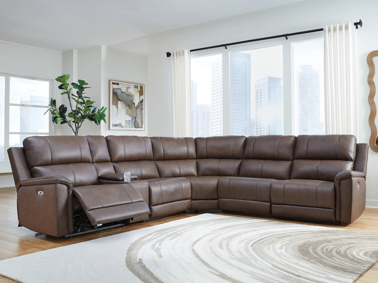 Auburndale Furniture Outlet - Ashley Furniture - Bleckley Sectional - 6-Piece Power Reclining Sectional / Espresso - PCU12001S5