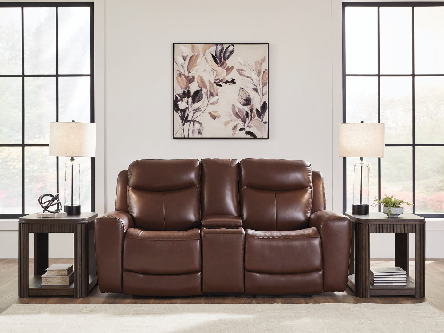 Auburndale Furniture Outlet - Ashley Furniture - Next Move Living Room - PWR REC Loveseat/CON/ADJ HDRST / Mahogany - PCU1210218