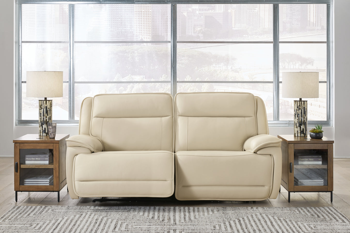 Auburndale Furniture Outlet - Ashley Furniture - Double Deal Sectional - 2-Piece Power Reclining Loveseat Sectional / Almond - U13001S3