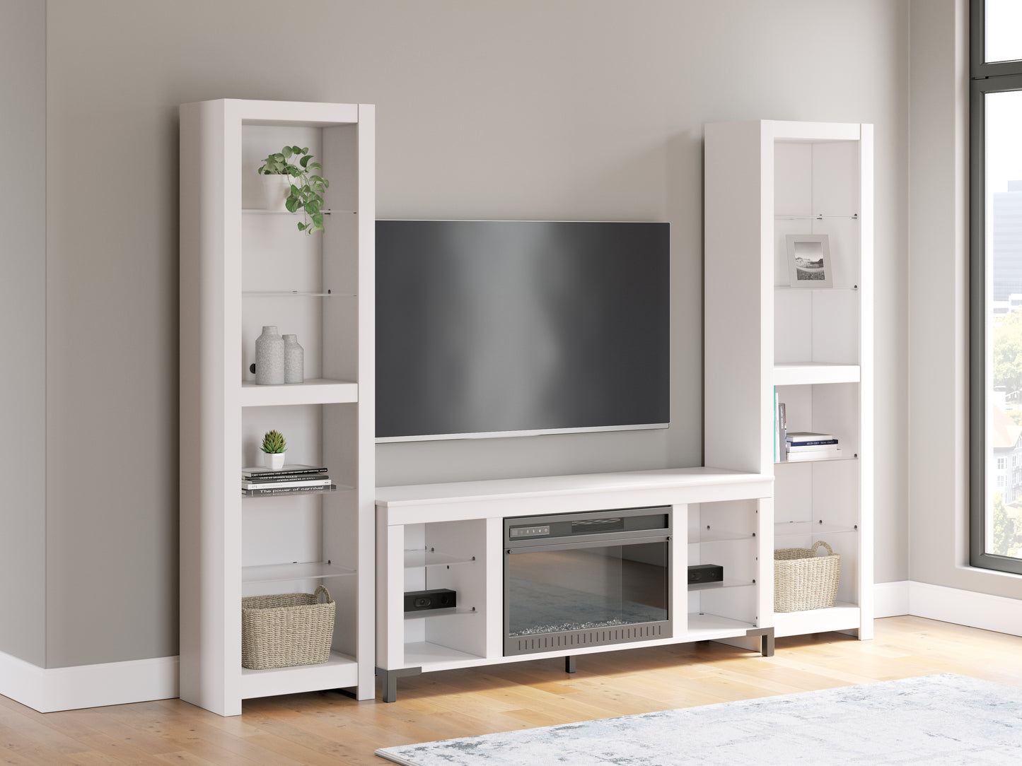 Auburndale Furniture Outlet - Ashley Furniture - Brollevi Entertainment Center - 3-Piece Entertainment Center / White - W2722W1