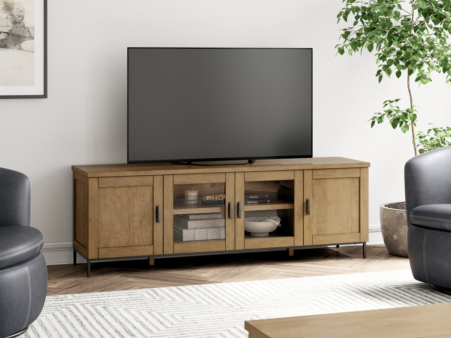 Auburndale Furniture Outlet - Ashley Furniture - Torlanta 72" TV Stand - 72" / Brown - W686-68