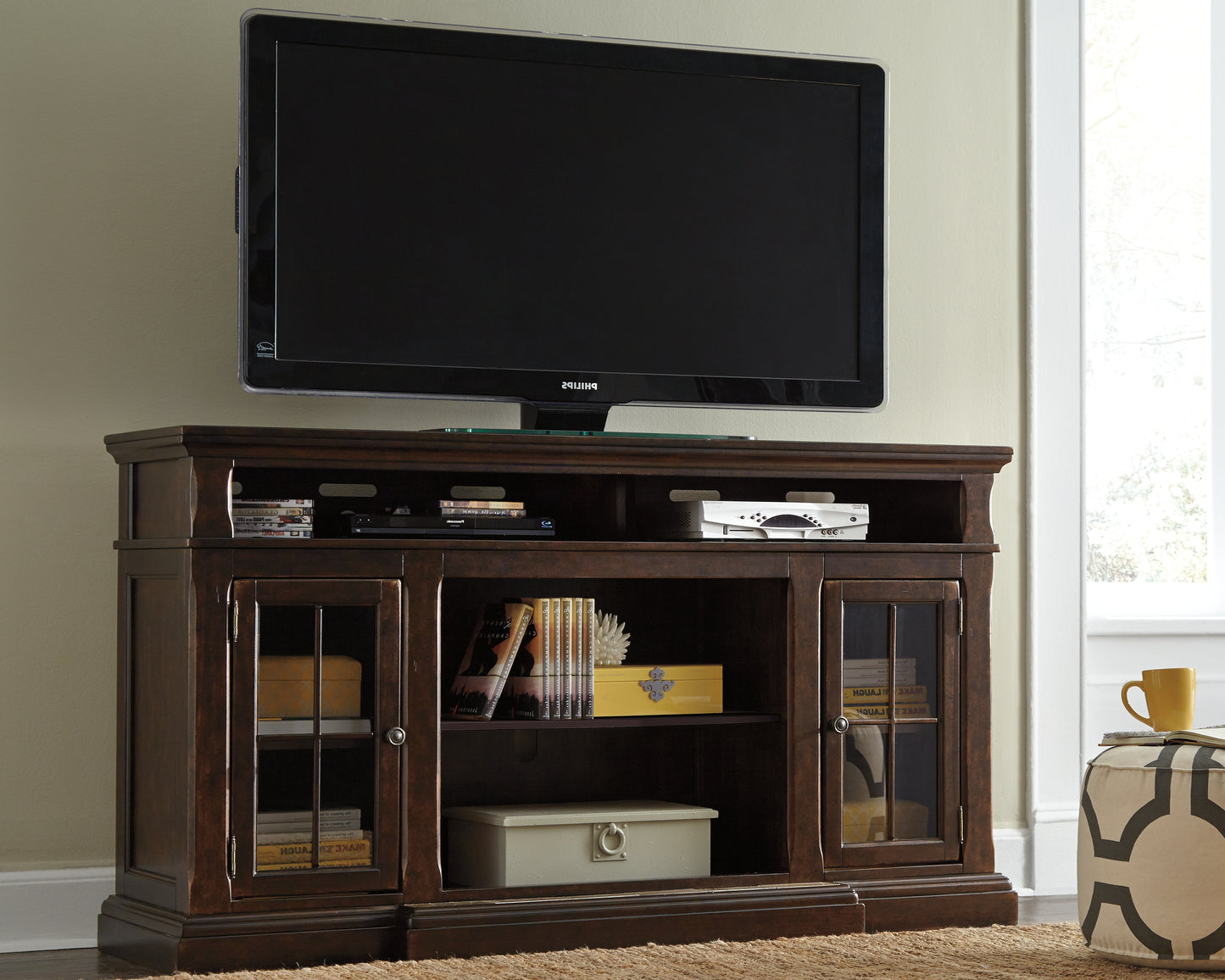 Auburndale Furniture Outlet - Ashley Furniture - Roddinton 72" TV Stand - 72" / Dark Brown - W701-88