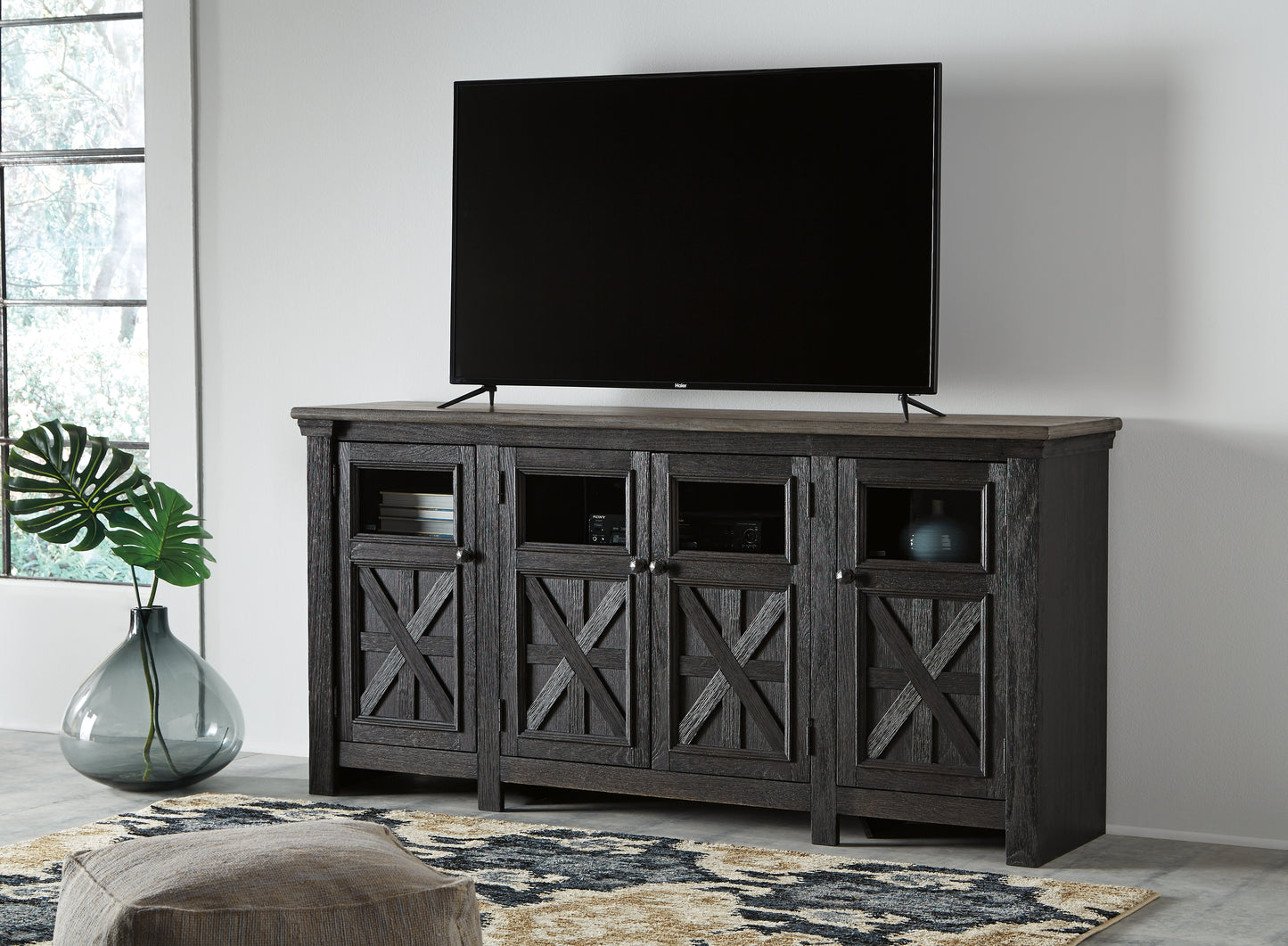 Auburndale Furniture Outlet - Ashley Furniture - Tyler Creek 74" TV Stand - 74" / Black/Gray - W736-68