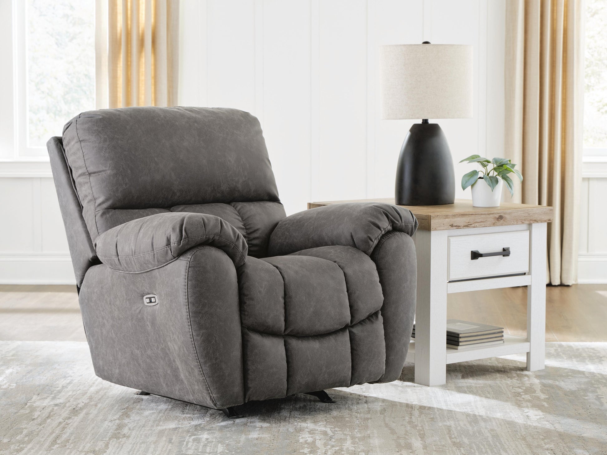 Auburndale Furniture Outlet - Ashley Furniture - Bakerstein Living Room - PWR Rocker REC/ADJ Headrest - PC1250398