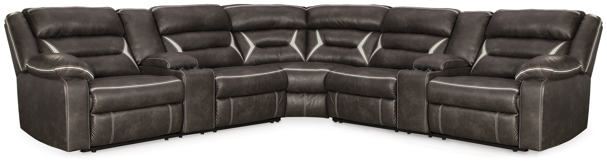 Auburndale Furniture Outlet - Ashley Furniture - Kincord Sectional - 3-Piece Power Reclining Sectional / Midnight - 13104S5