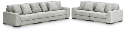 Auburndale Furniture Outlet - Ashley Furniture - Regent Park 3-Piece Sectional Sofa and 2-Piece Sectional Loveseat - 3-Piece Sectional Sofa and 2-Piece Sectional Loveseat / Pewter - 14404U4