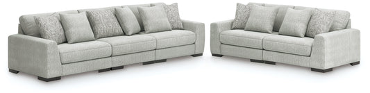 Auburndale Furniture Outlet - Ashley Furniture - Regent Park 3-Piece Sectional Sofa and 2-Piece Sectional Loveseat - 3-Piece Sectional Sofa and 2-Piece Sectional Loveseat / Pewter - 14404U4
