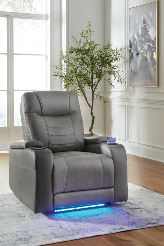 Auburndale Furniture Outlet - Ashley Furniture - Schooner Rocks Living Room - PWR Recliner/ADJ Headrest / Slate - 1610213