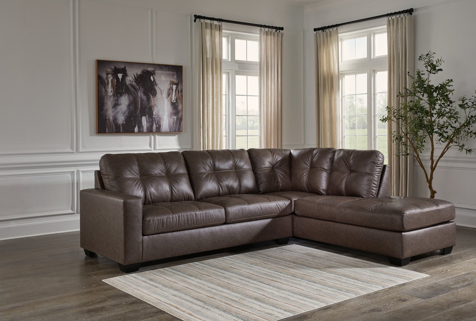 Auburndale Furniture Outlet - Ashley Furniture - Barlin Mills Sectional - LAF 2-Piece Sectional with Chaise / Umber - 17003S2