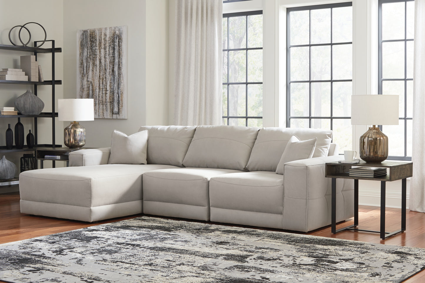 Auburndale Furniture Outlet - Ashley Furniture - Next-Gen Gaucho Sectional - RAF 3-Piece Sectional Sofa with Chaise / Gray - 18304S1