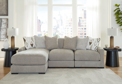 Auburndale Furniture Outlet - Ashley Furniture - Aslan Court Sectional - RAF 3-Piece Sofa Sectional with Chaise / Pebble - 20305S3