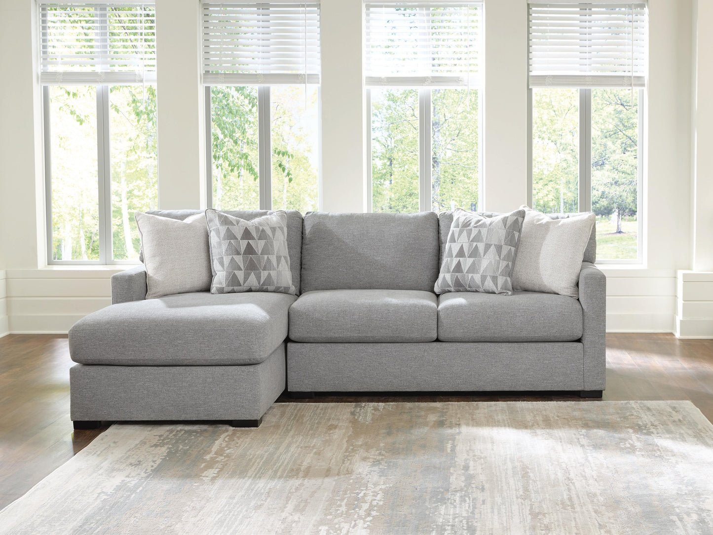 Auburndale Furniture Outlet - Ashley Furniture - UrbanCrest Sectional - RAF 2-Piece Sectional with Chaise / Pewter - PC20804S2