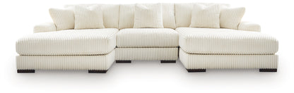 Auburndale Furniture Outlet - Ashley Furniture - Lindyn Sectional - RAF 3-Piece Sectional with Double Chaise / Ivory - 21104S18